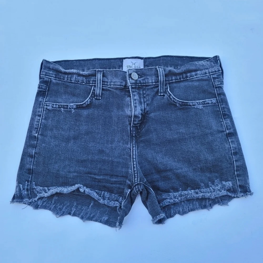 Tribe Kelley Black Gray distressed Denim Cut off jean shorts, sz 6